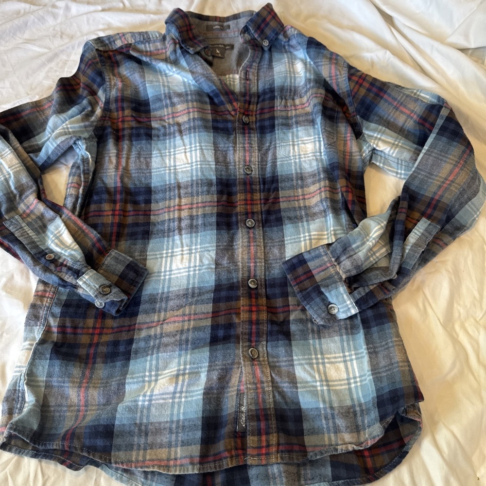 Eddie Bauer Plaid Classic Fit Mens M Button Down Collared